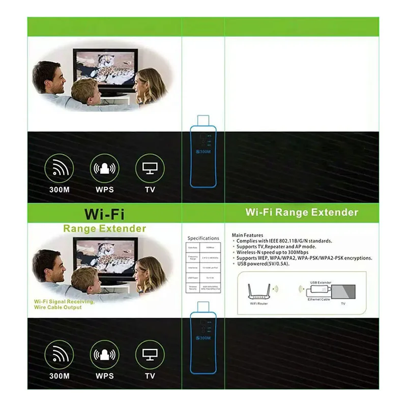 AM05 USB ТВ Wi Fi донгл адаптер 300 Мбит/с универсальной беспроводной приемник RJ45 WPS для