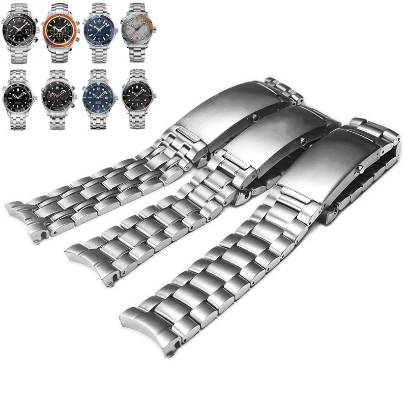 Браслет из нержавеющей стали для часов Omega серебристый ремешок Seamaster Speedmaster