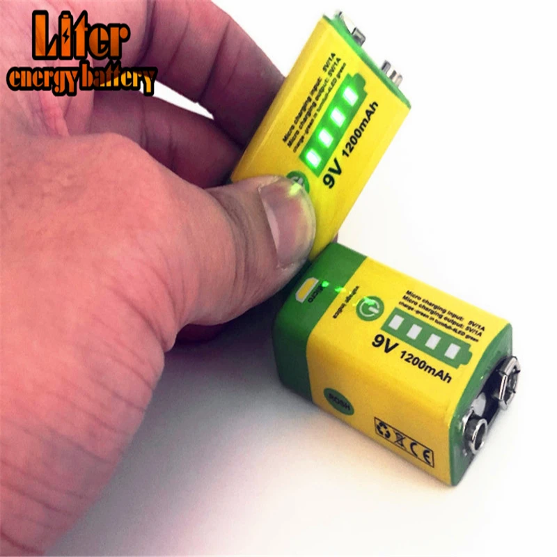 6F22 Micro USB 9 в 1200 мАч аккумуляторная литиевая ионная батарея для дымовой