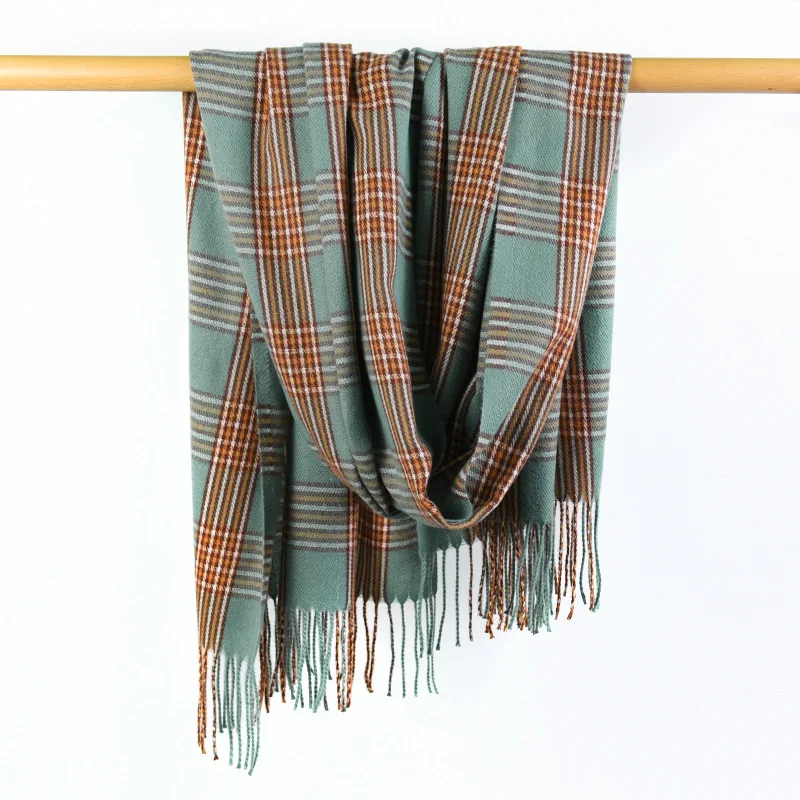 

Полосатый клетчатый шарф осень-зима шарф с бахромой женская теплая шаль уличный декоративный шарф