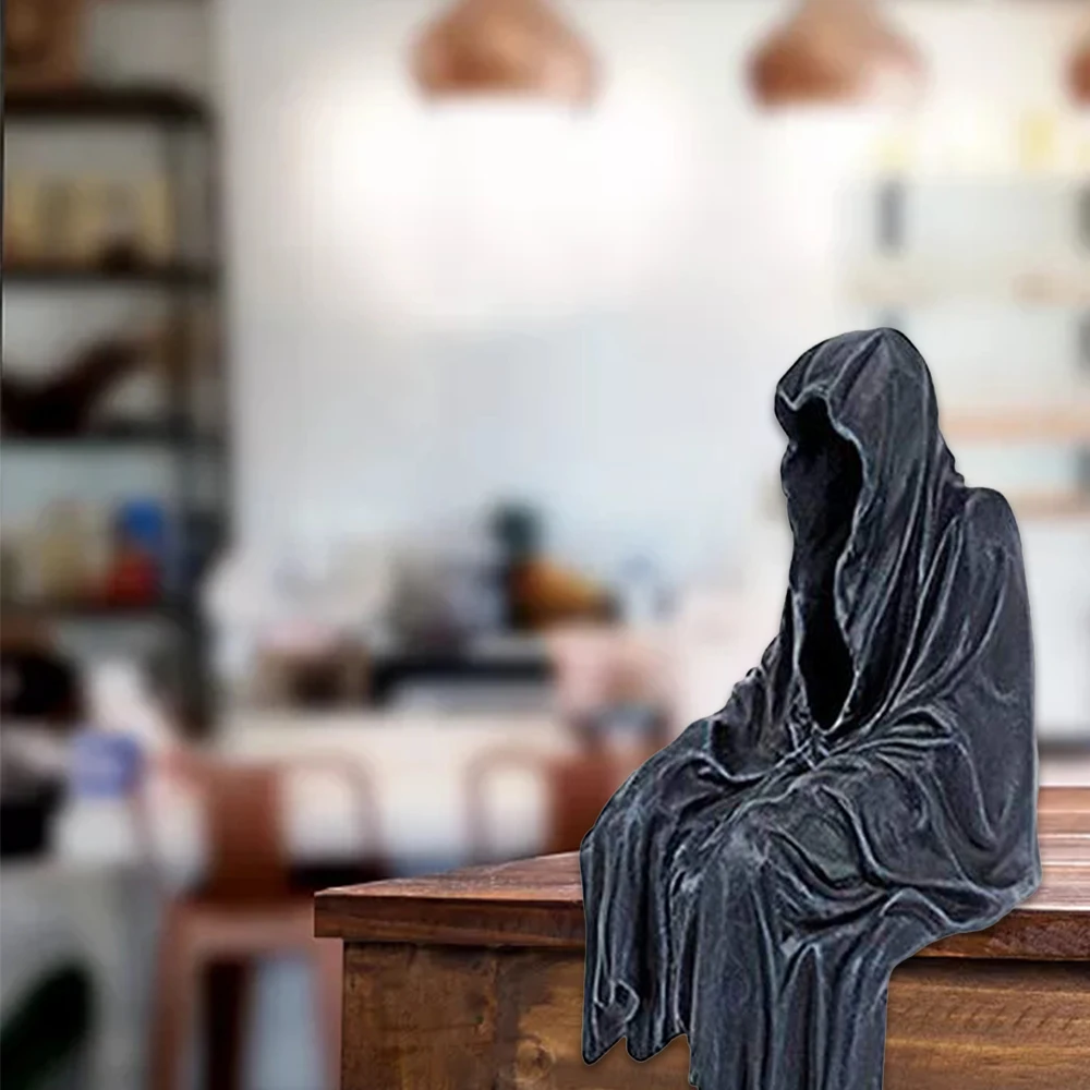 

Gothic Decor Shelf Sitting Statue Thriller Sitting Grim Reaper Statue Resin Ornaments Reaper Statue Gift Decoration Crafts