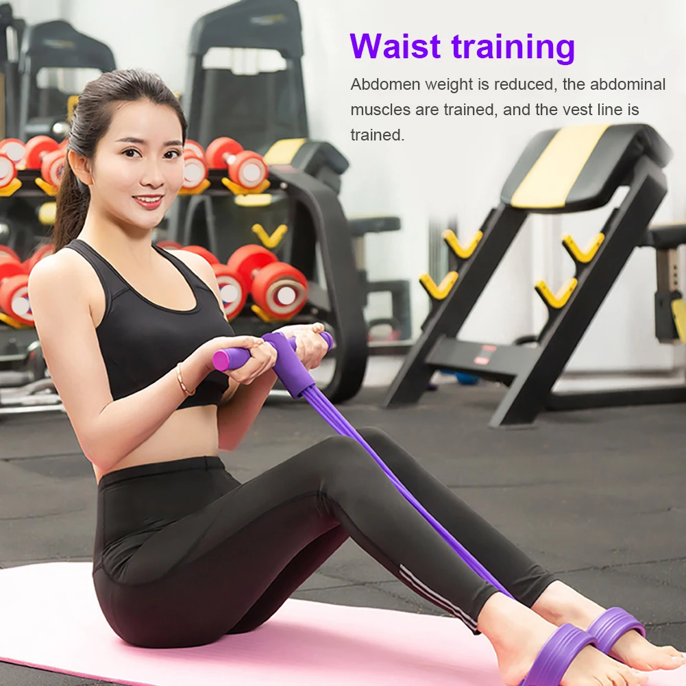 

Fitness 4 tube Multi-function Pull Rope Yoga Resistance Bands Pedal Elastic Rope Leg Puller Sit-ups Abdomen Equipment