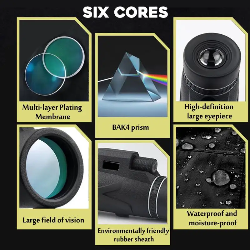 Портативный монокулярный телескоп с увеличением 80x100 мощный ручной военный HD для