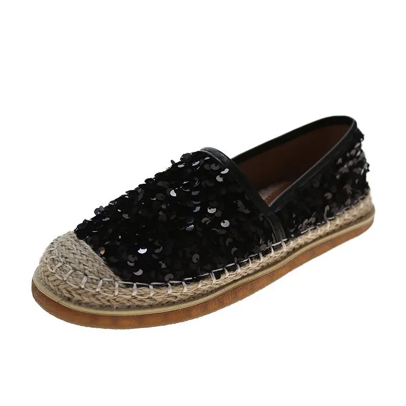 

Casual Woman Shoe Round Toe Slip-on Modis Female Footwear Soft Moccasin Slip On New 2021 Dress Summer Glitter Fisherman Solid La