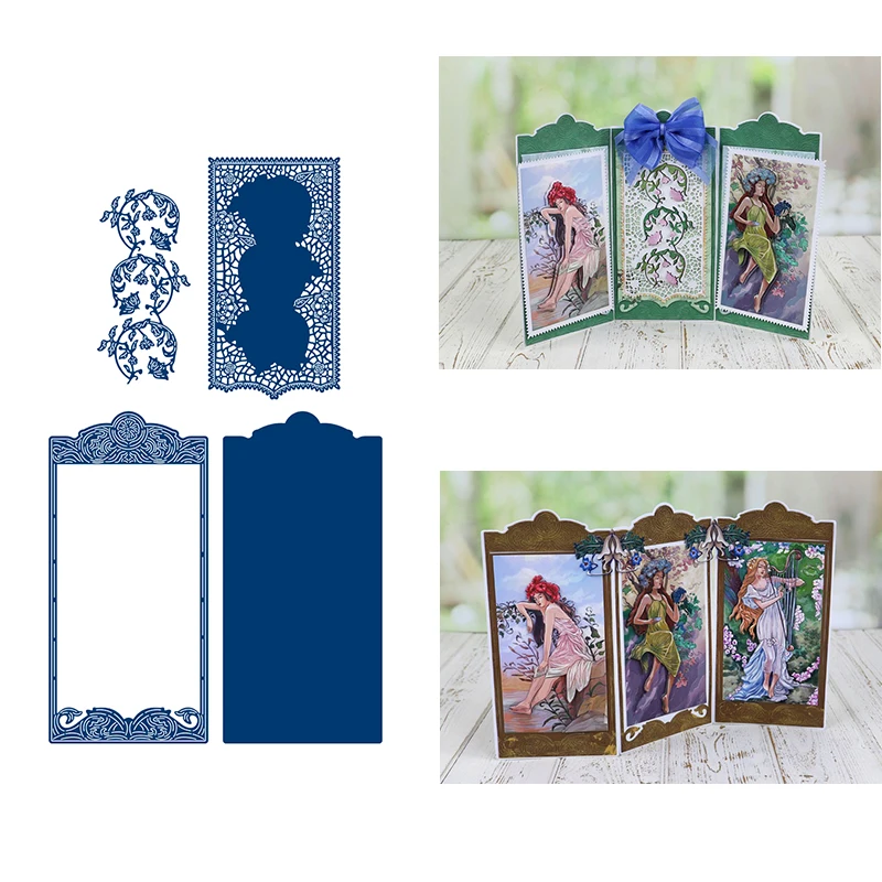

2021 New Arrivals Lace Card Rectangle Cutting Dies Decoration Metal Die Cutters for Scrapbooking Craft DIY Album Template Decor