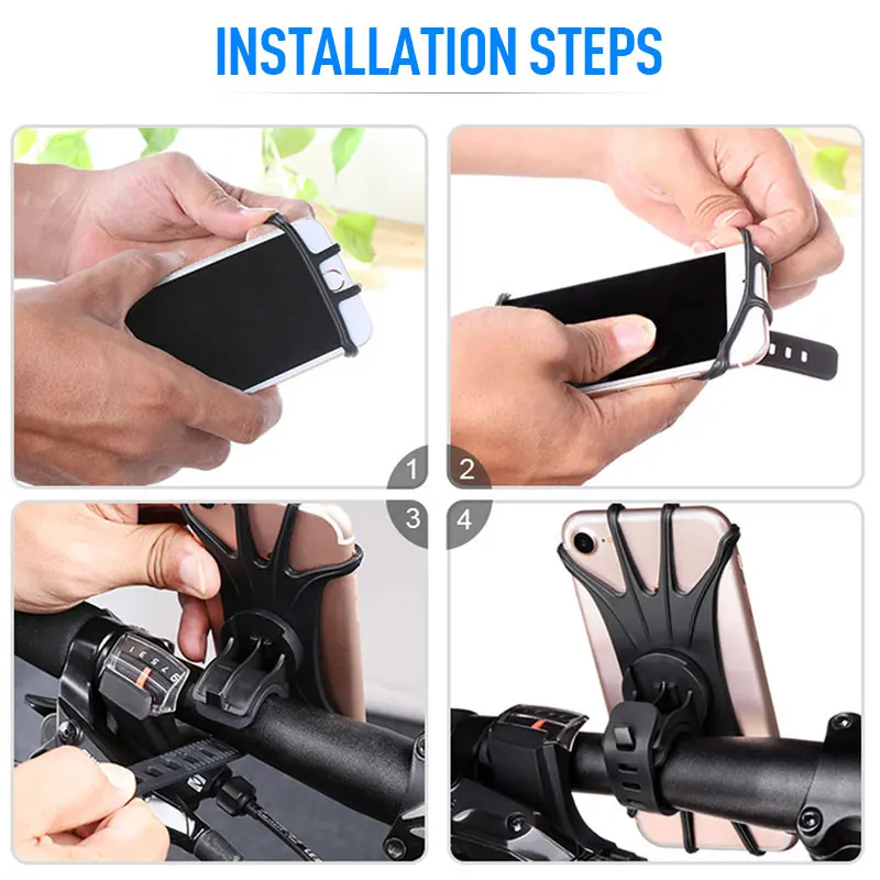 

Silicone Motorbike Bicycle Phone Holder For 4 - 6 inch Smartphone Holders Motorcycle Bike Handlebar Clip Stand GPS Mount Bracket