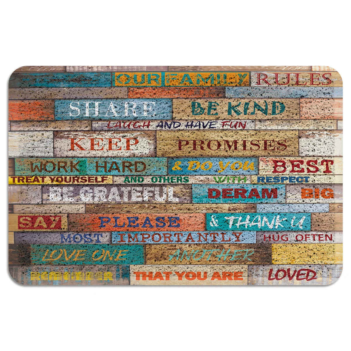 Винтаж деревянная доска Семья правила ПВХ коврик на открытом воздухе