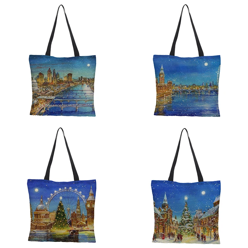 CROWDALE Рождественская Подарочная сумка двухсторонняя Женская холщовая винтажная