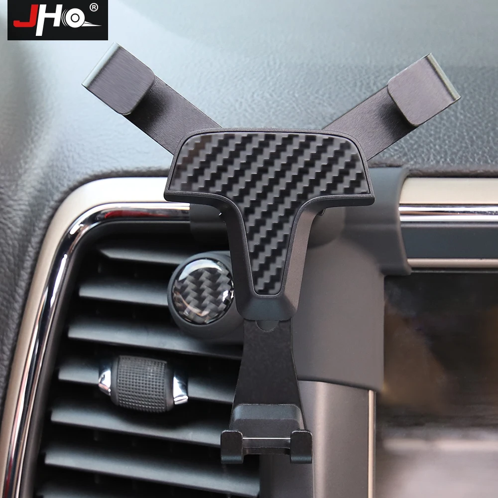 jho custom fit carbon grain gravity car air vent mobile phone holder mount for jeep grand cherokee 2014 2018 2015 2016 2017 free global shipping