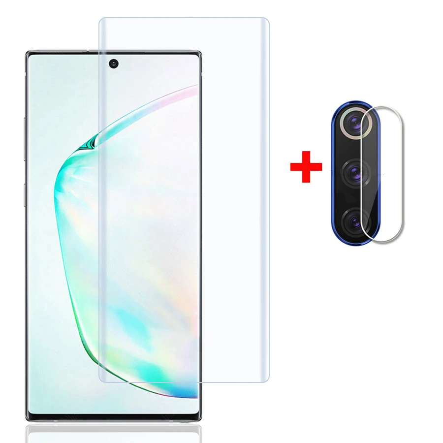 Transparent 2 в 1 протектор экрана для samsung Galaxy Note 10 Plus закаленное стекло на Sansung Note10 Note10Plus 10 Plus защитная пленка стекло камеры - Цвет: Transparent