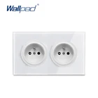 Wallpad двойной французский Кристалл Закаленное стекло панель настенная розетка с заземлением 16A 146*86 мм