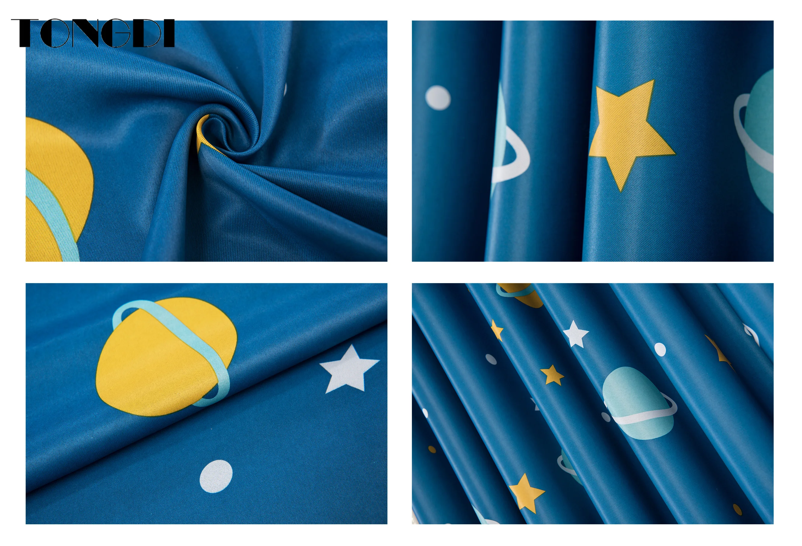 Затемняющая занавеска TONGDI для детей с принтом в виде звездного неба