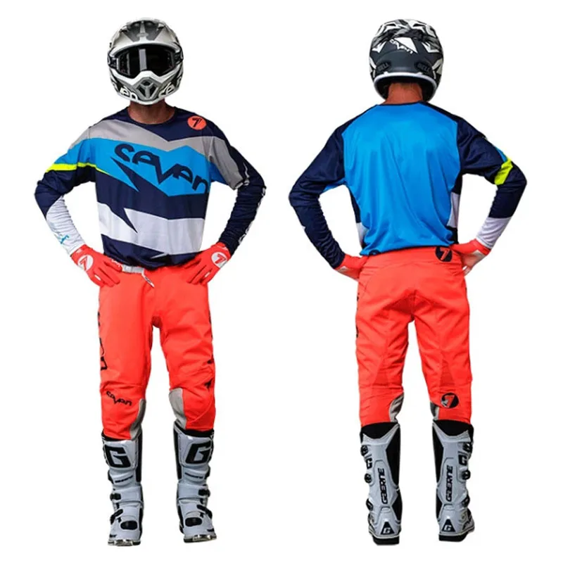 

Новинка 2021, оранжевая футболка и брюки для мотокросса seven enduro, комплект снаряжения mtb mx, Комбинированный гибкий комбинированный костюм для в...