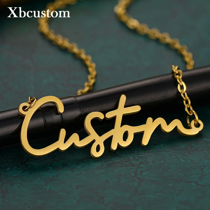 Заказное имя ожерелье из нержавеющей стали персонализированные буквы золотые