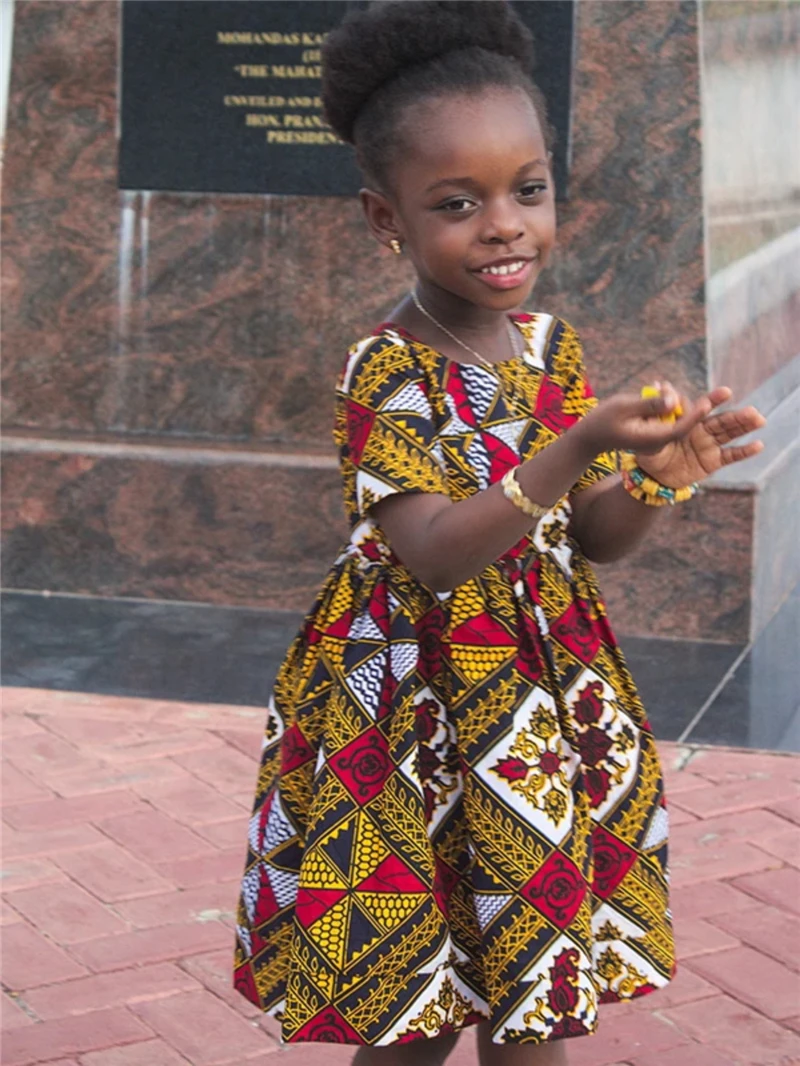 Новинка 2020 года Летняя одежда в африканском стиле для детей Платье с короткими