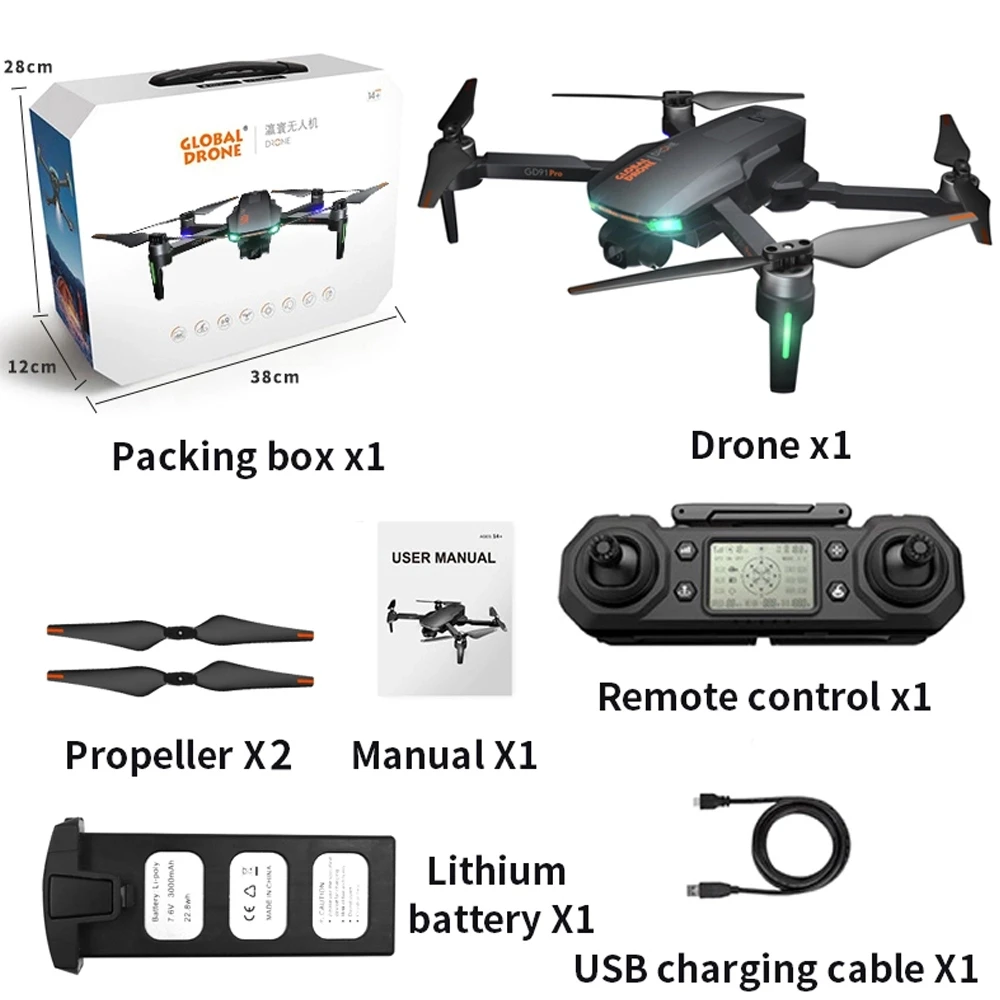 

2021 NEW GD91Max Drone 6k GPS 5G WiFi 3 axis Gimbal Camera Brushless Motor Supports 32G TF Card Flight 28 min VS F11 PRO Drones