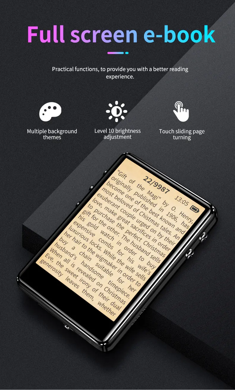 IQQ X62 Bluetooth MP3 плеер Музыкальный плеер полный сенсорный экран металлический HiFi плеер без потерь с динамиком, fm-радио, запись голоса