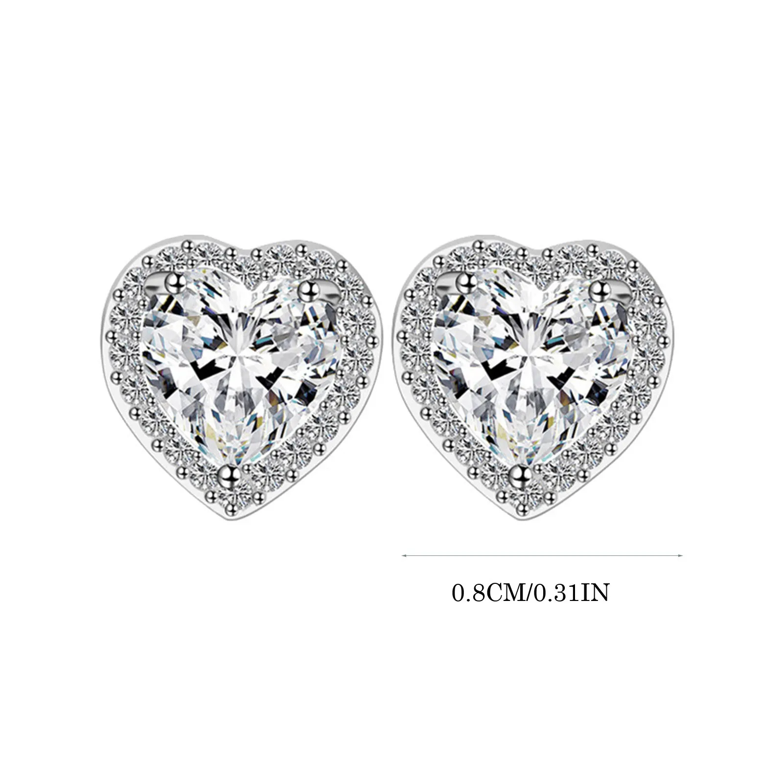 

Crystal Heart Earring Women's Silver Flash Drilling Ear Studs Fashion Jewelry Gifts Ladies Evening Dress Accessories Luxury #463