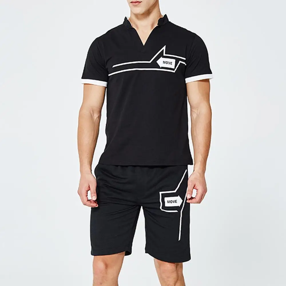 Хлопковые мужские шорты с коротким рукавом футболки для бега костюмы баскетбола