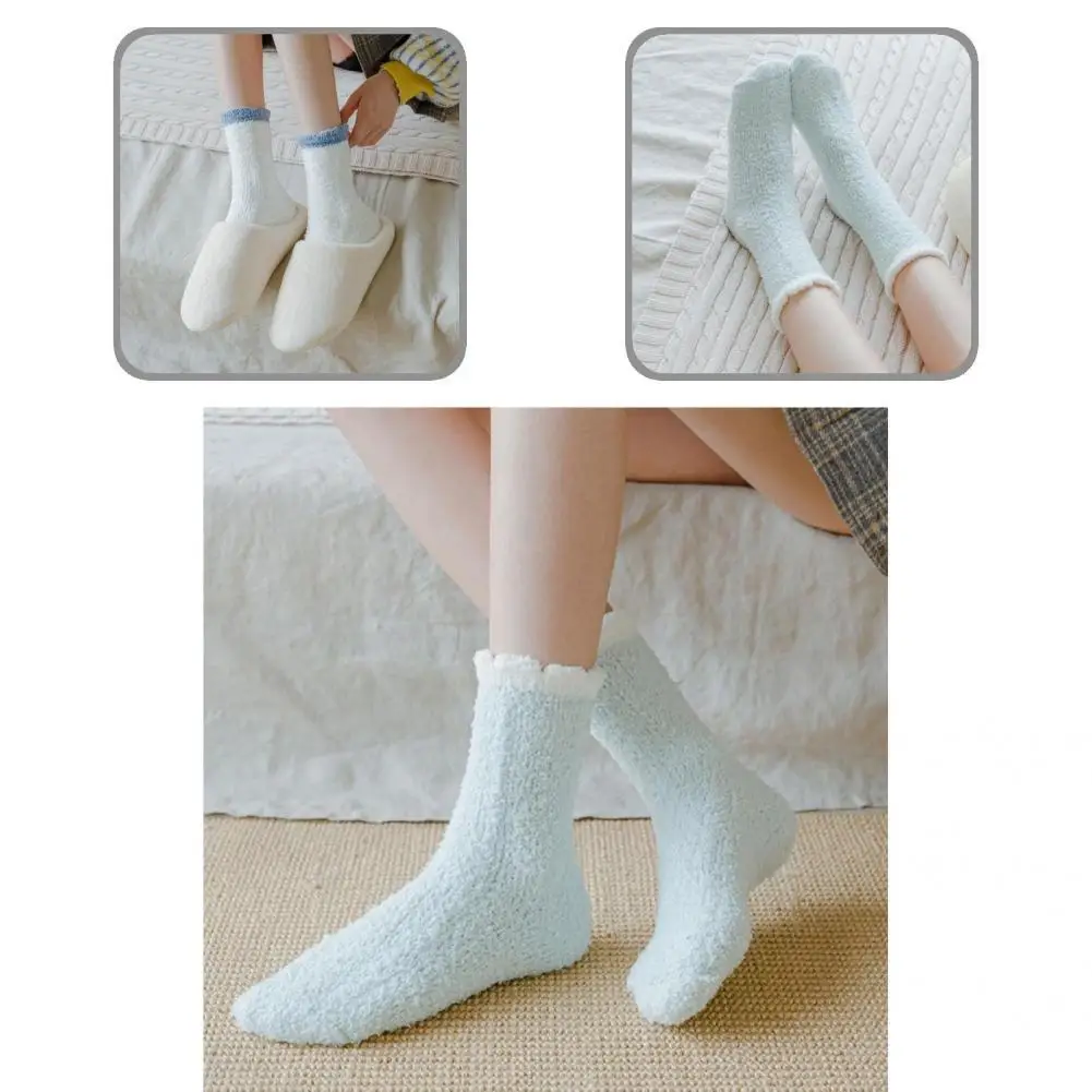 

Sweat Absorption 1 Pair Great Contrast Colors Winter Scoks Plush Winter Stocking Elastic for School