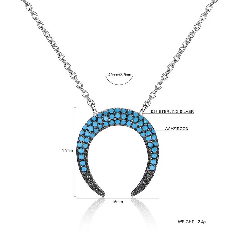 

Flyleaf Moon Blue Aaa Cubic Zircon Necklaces & Pendants Real 925 Sterling Silver Necklace For Women Fashion Chain Fine Jewelry
