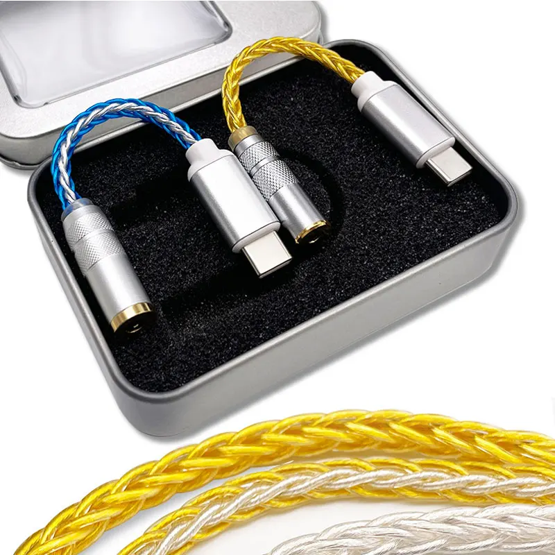 Newest High-end Conexant cx31993 type-c to 2.5mm 3.5mm 4.4mm Audio cable Decoding DAC ear amp silver plated adapter cable dongle