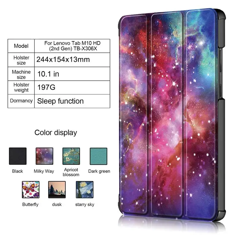 

10.1" Slim Smart Leather Cover Stand Folio Case Adjustable Folding Cover Case for Lenovo Tab M10 HD TB-X306F/TB-X306X Tablet