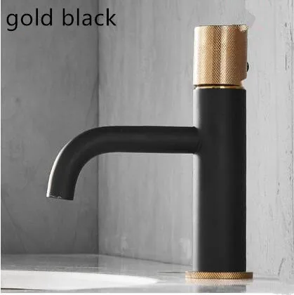 gold black Медный латунный роскошный смеситель для раковины матовый черный холодный и горячий смеситель для раковины скандинавский Черный кран для ванной - Цвет: gold black