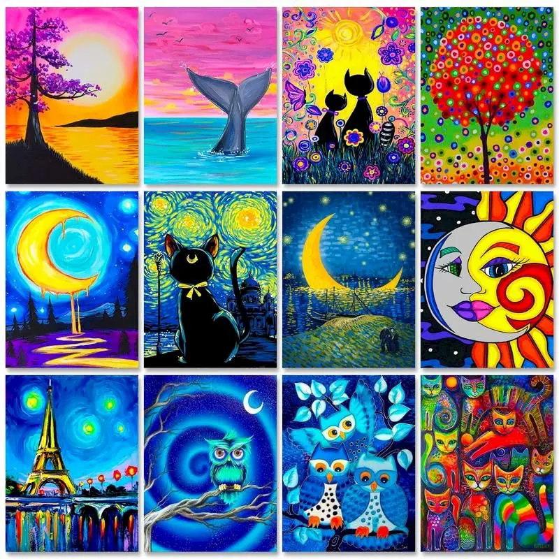 

SDOYUNO 60x75cm Oil Paint By Numbers Abstract DIY Painting By Numbers On Canvas Scenery Number Painting Home Decor Wall Art