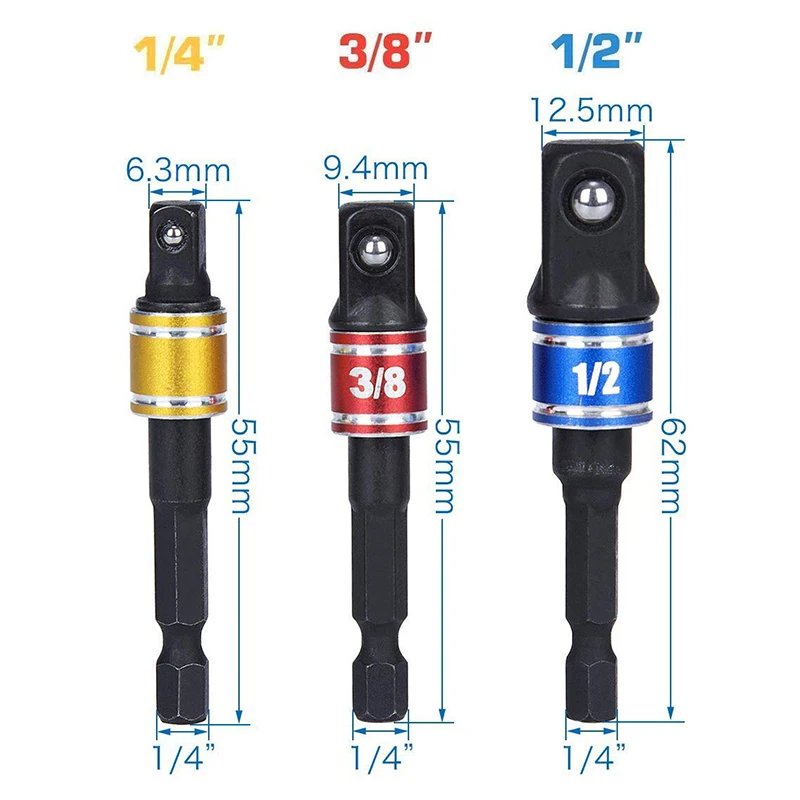 

105 Degree 3pcs Drill Bits Screwdriver Bit Holder Socket Extending Driver Tools