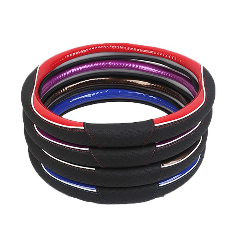 

Four Seasons Universal Color Leather Embossed Car Steering Wheel Cover High-quality Non-slip Wear-resistant Car Handle Cover