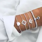 Сердечко серебряного цвета якорь браслеты с деревом и браслеты для женщин бисерная цепочка цветок простой дизайн Богемия браслет ювелирные изделия A365