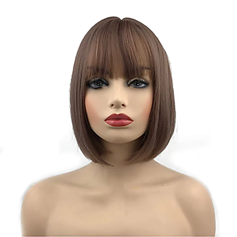 brown HAIRJOY синтетические волосы для женщин короткий прямой парик Боб - Цвет: brown
