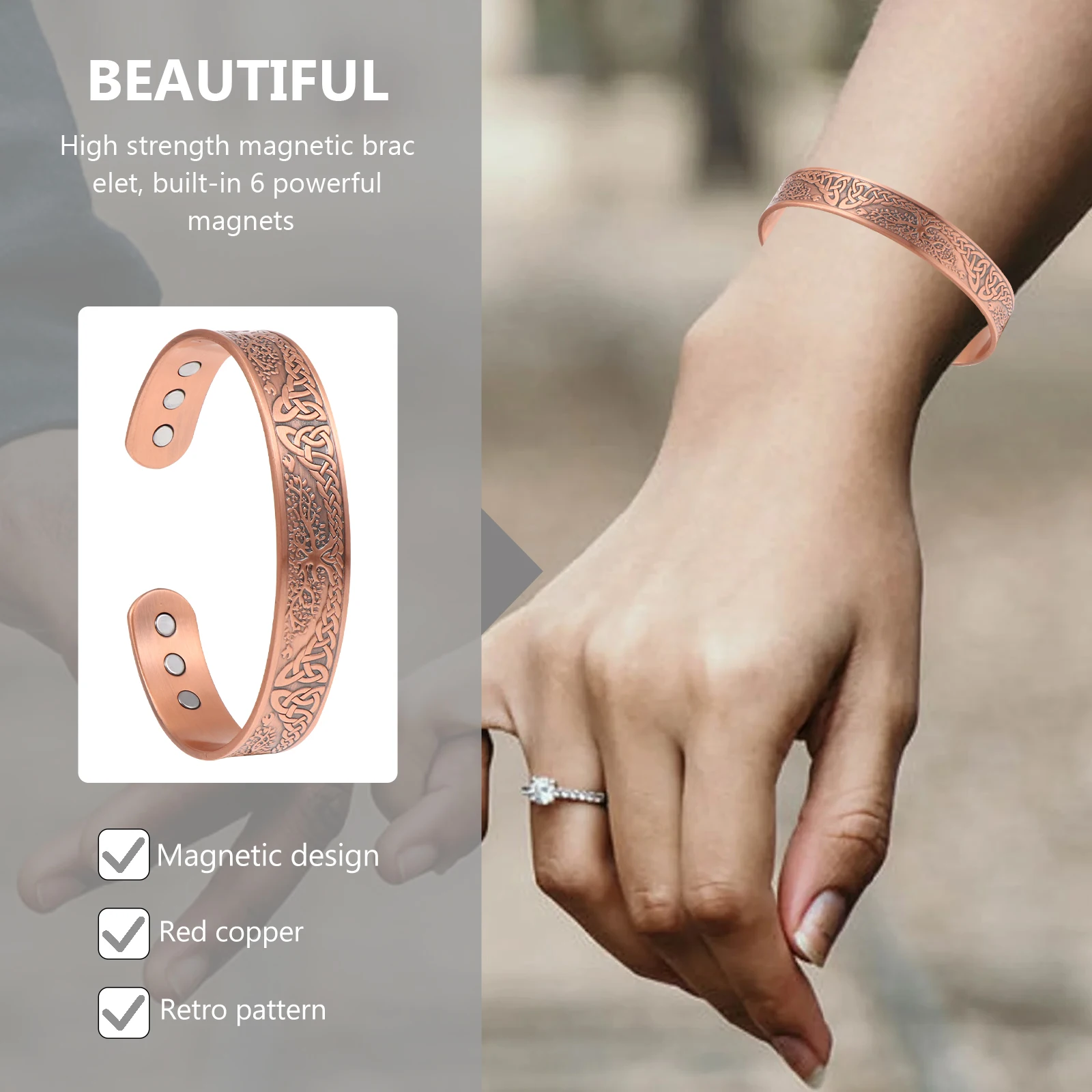 

Pure Copper Magnet Bracelet Vintage Bracelet Magnetic Energy Bangle Fashion Bracelet Unisex Bangle Fashion Magnet Bracelet Gift
