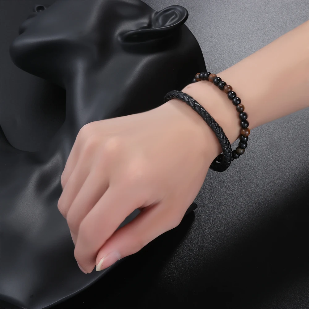 Магнитная застежка пара дистанционный Браслет тигровый глаз камень Йога браслет