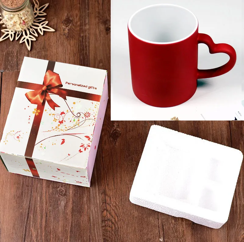 Heart Red box Сделай Сам индивидуальная Волшебная кружка Теплочувствительный Керамика кружки Цвет изменение Кофе кружки чашки молока подарок печатать фотографии H1228 - Цвет: Heart Red box