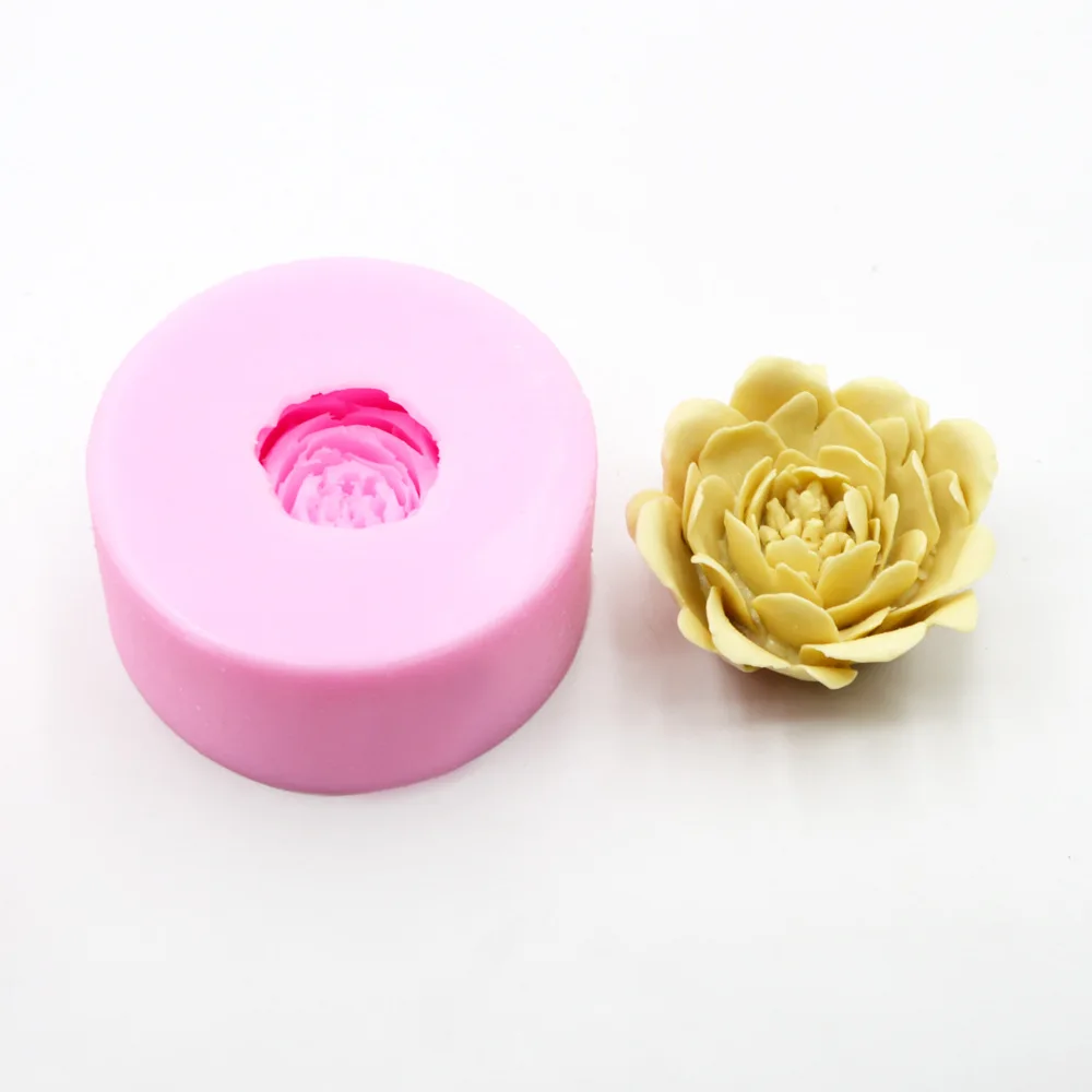Новая 3D Цветочная форма для мыла маленького размера пион помадка торт