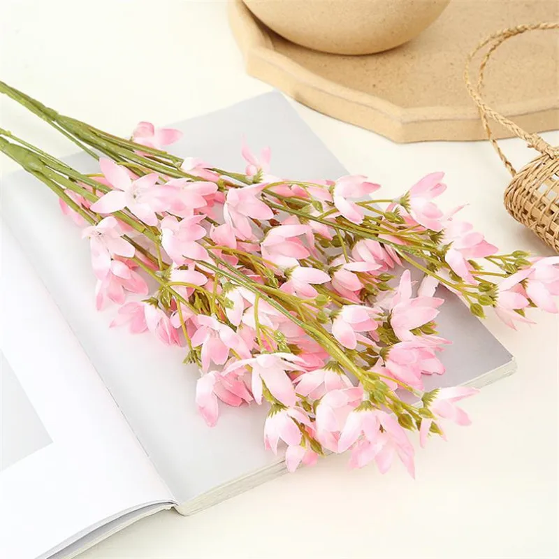 

7Pcs Fake Snow Cherry (5 stems/piece) 31.89" Length Simulation Magnolia for Wedding Home Decorative Artificial Flowers