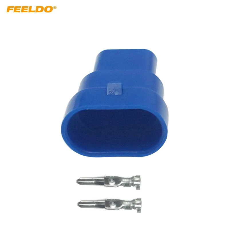 FEELDO 2Pcs Car Waterproof HID Headlight Bulb Socket Connector For 9006-11/HB4 Car Light 2Pin Way Plugs Blue #AM6152