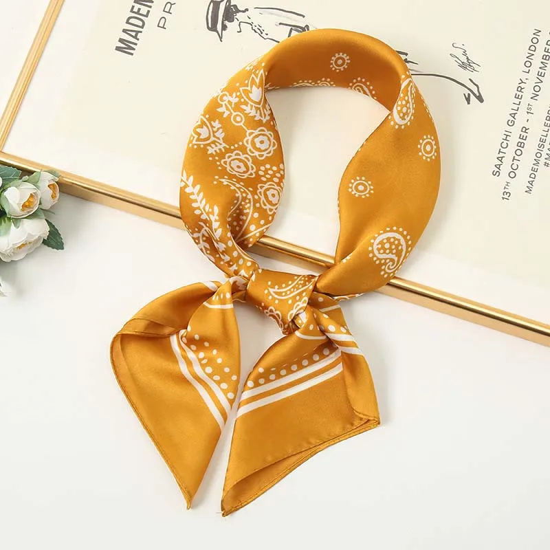 

Women Square Silk Scarves Printing Satin Hijab Scarf Muslim Female Chiffon Shawls And Wrap Hair Head Scarves Pareo Bandanna