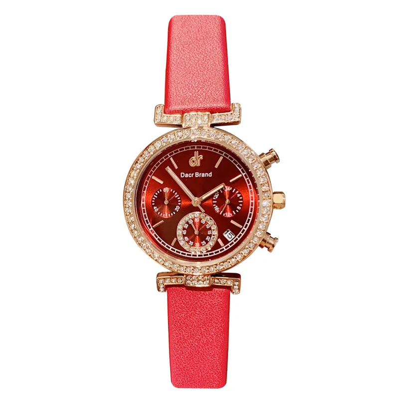 

High Quality Fashion Calendar Women Watches Quartz Designer Top Brand Chronograph Ladies Watch With Rhinestone Wristwatch