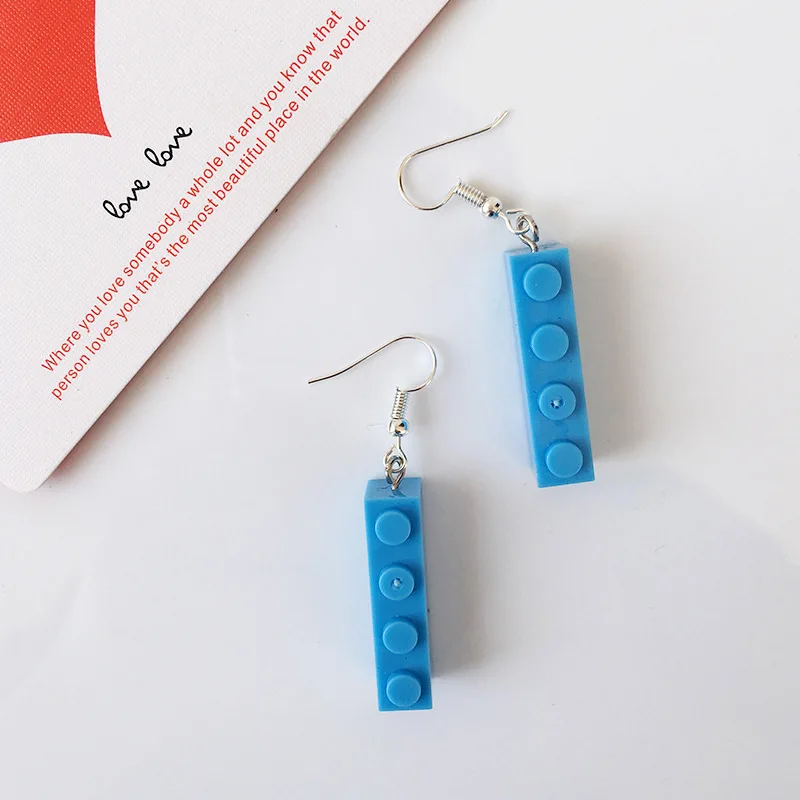 Новое поступление креативные яркие цветные строительные блоки серьги капли