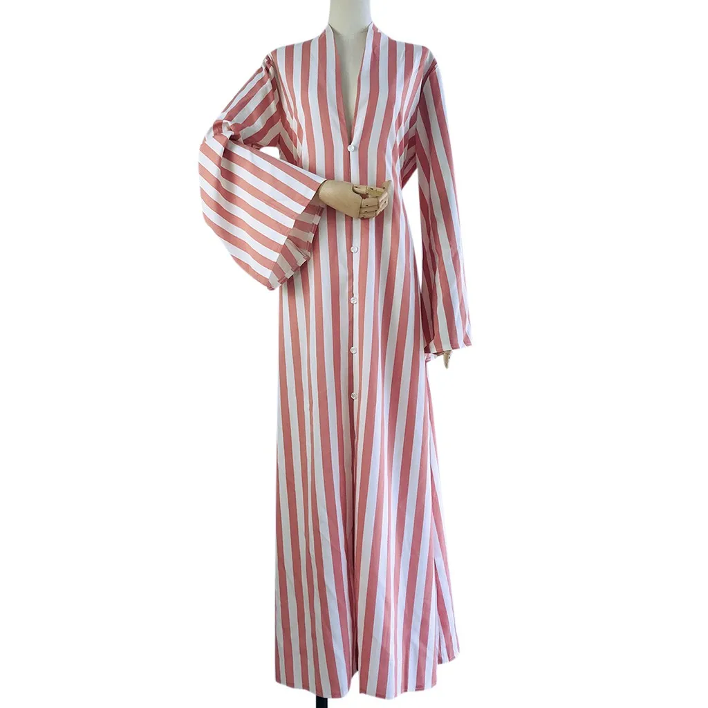 Весенне летнее Большое пляжное платье в черную полоску Свободное длинное