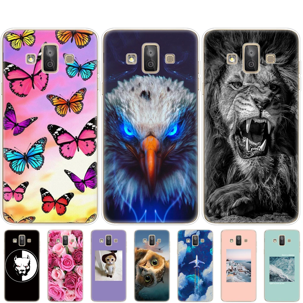 

For Samsung Galaxy J7 Duo 2018 Case Silicon Cute TPU back Cover For Samsung J7 DUO SM-J720F J720 Phone Cases Flower bumper coque