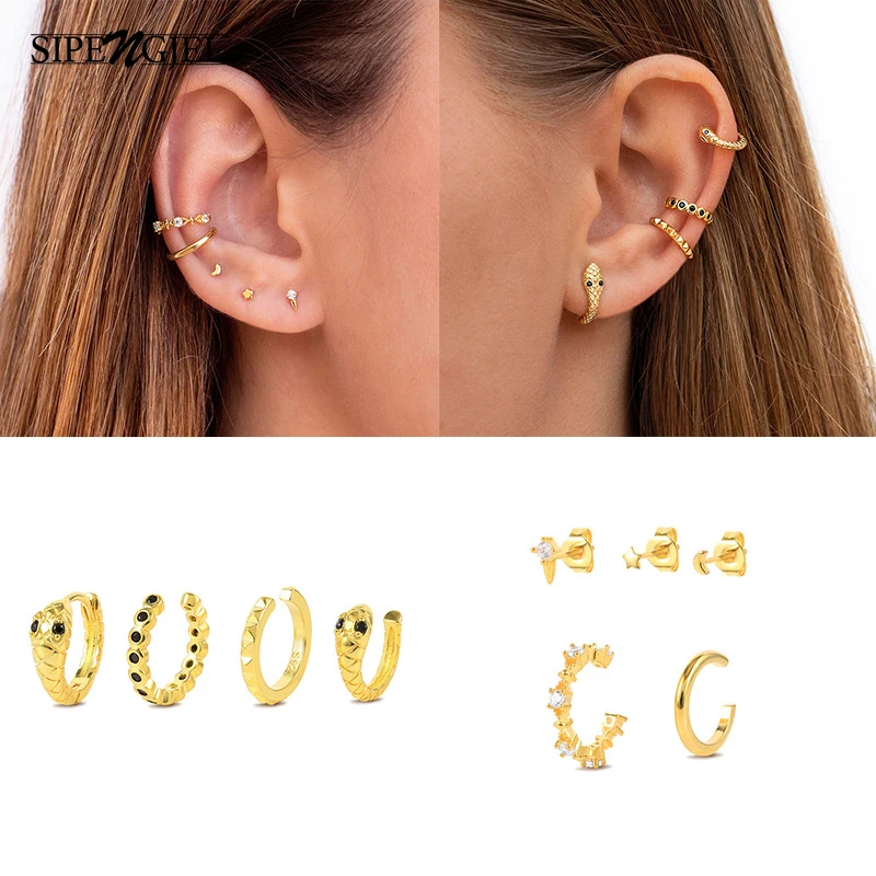 

SIPENGJEL Fashion Blue Zircon Earrings Set Delicate Water Drop Piercing Earrings For Women Jewelry Gift