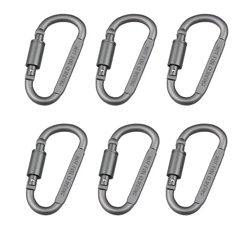 

Aluminum Carabiner D-Ring Keychain Clip Locking Strong and Light Camping Keyring Snap Hook Outdoor Travel 8cm
