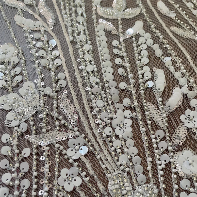 2021 New White Super Luxury Wedding Dress Gown Lace Fabric Heavy Bead Embroidery Mesh | Дом и сад