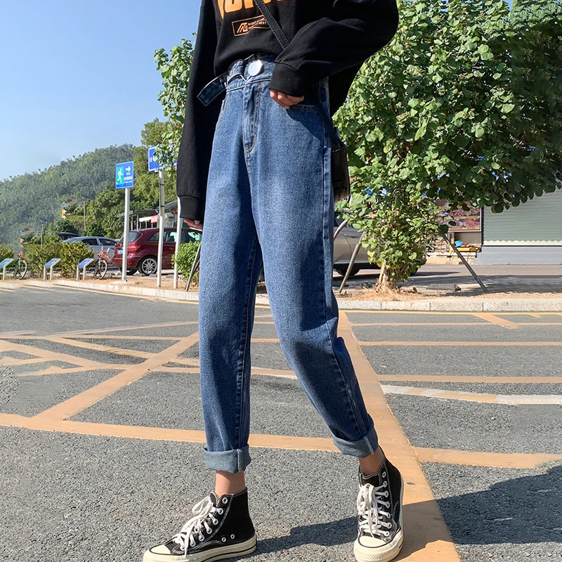 

2020 Spring New Vintage High Waist Slouchy Mom Jeans For Women Boyfriend Denim Harem Pants Autumn Casual Ripped Trousers B01609F