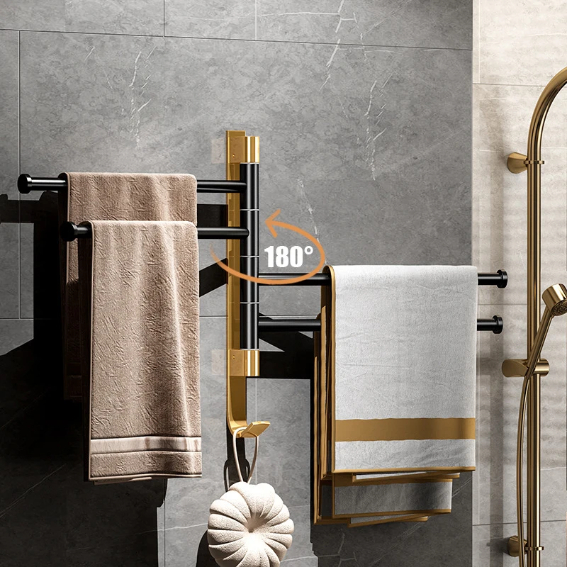 towel holder rack wall mounted fold swivel bathroom punch free aluminum 2345 bar sticky bathrobe kitchen rotatable accessorie free global shipping