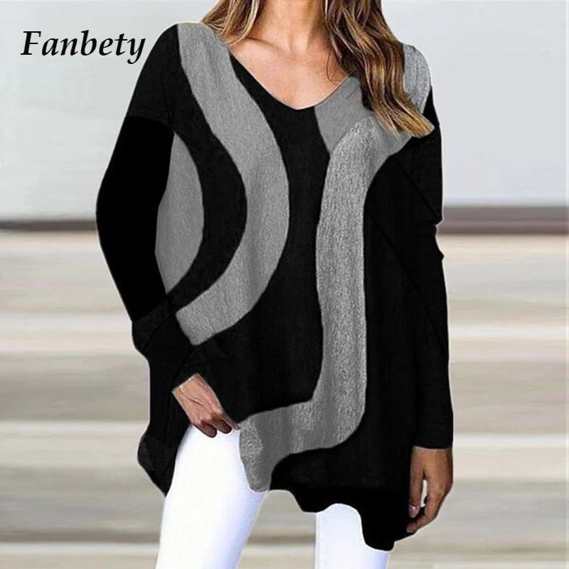 

2021 Spring Elegant Irregular V Neck Loose Blouse Shirts Women Vintage Print Long Sleeve Tops Pullover Female Casual Loose Blusa